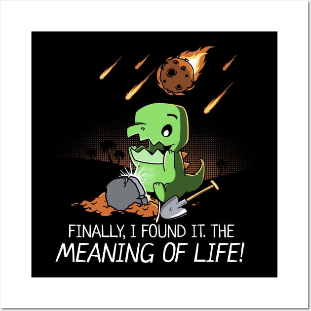 Funny Dinosaur Meaning of Life Archaeologist Wall Art by NerdShizzle